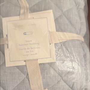 Pottery Barn Linen Bassinet Bedding in Light Grey